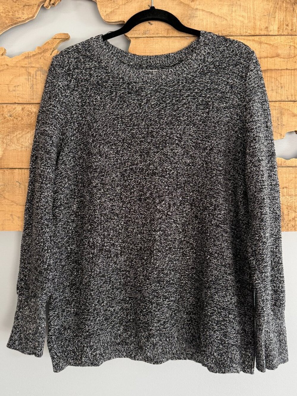 LOFT Black & White Knit Crewneck Sweater | Like New, Size XL